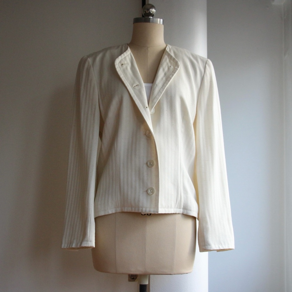 1980's Rare Givenchy Ivory Striped Blazer Jacket